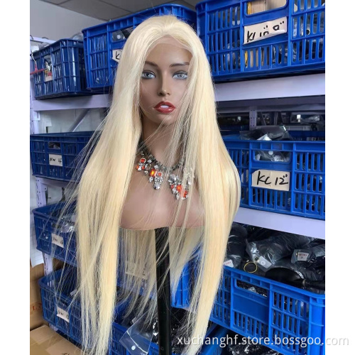 Super Fashionable Transparent Indian 613 Straight Lace Frontal Wig,Unprocessed Raw Indian Hair Wig,613 Blonde Human Wig